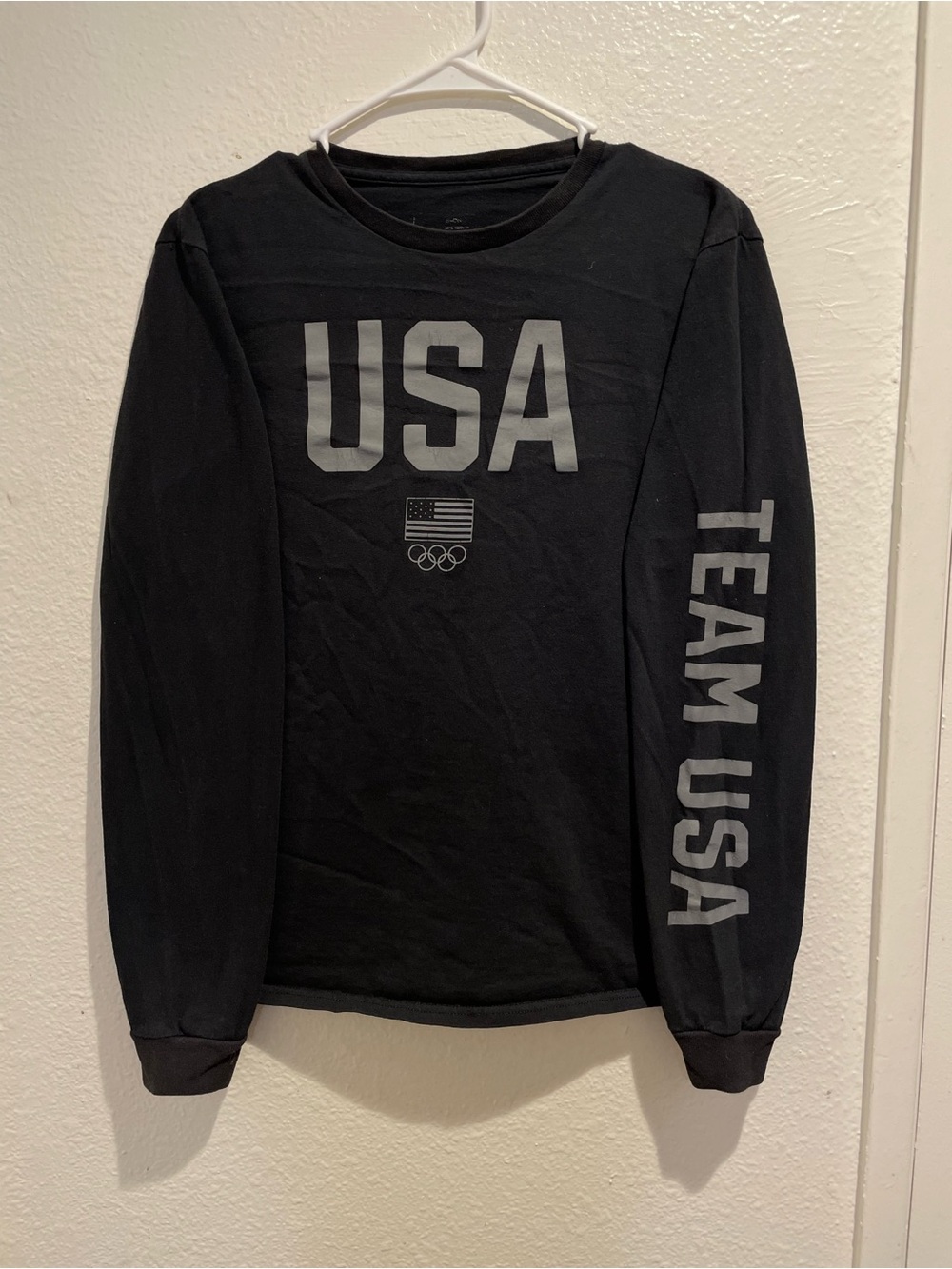 Official Team USA Olympics Matte Black Graphic Long Sleeve Shirt Men S